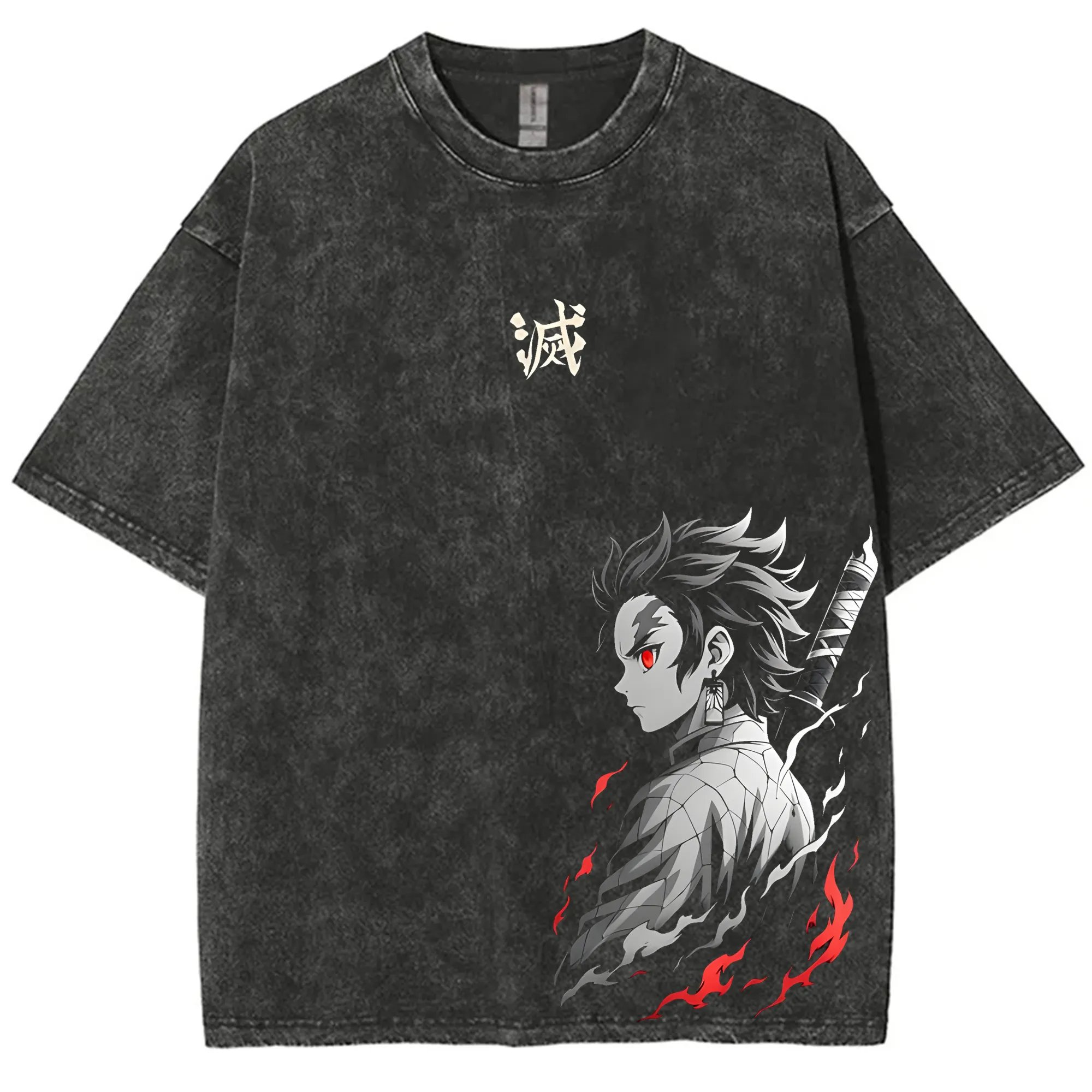 Anime Cosplay Pokemon - Camiseta con gráfico lavado Vintage Demon
