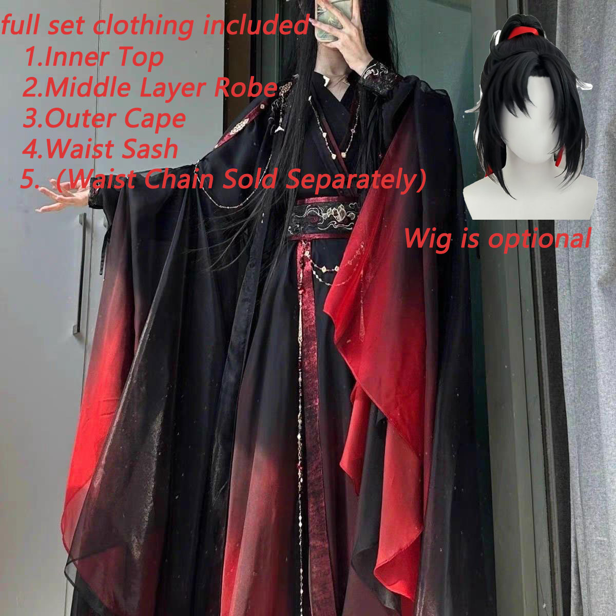 Anime Cosplay In Chinese - Conjunto de 4 Piezas de Túnica