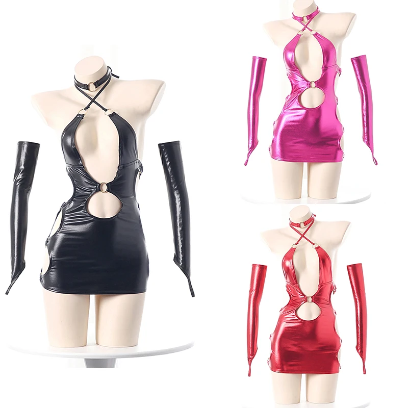 Anime Cosplay Outfit Girl - Vestido ajustado de cuero estilo anime