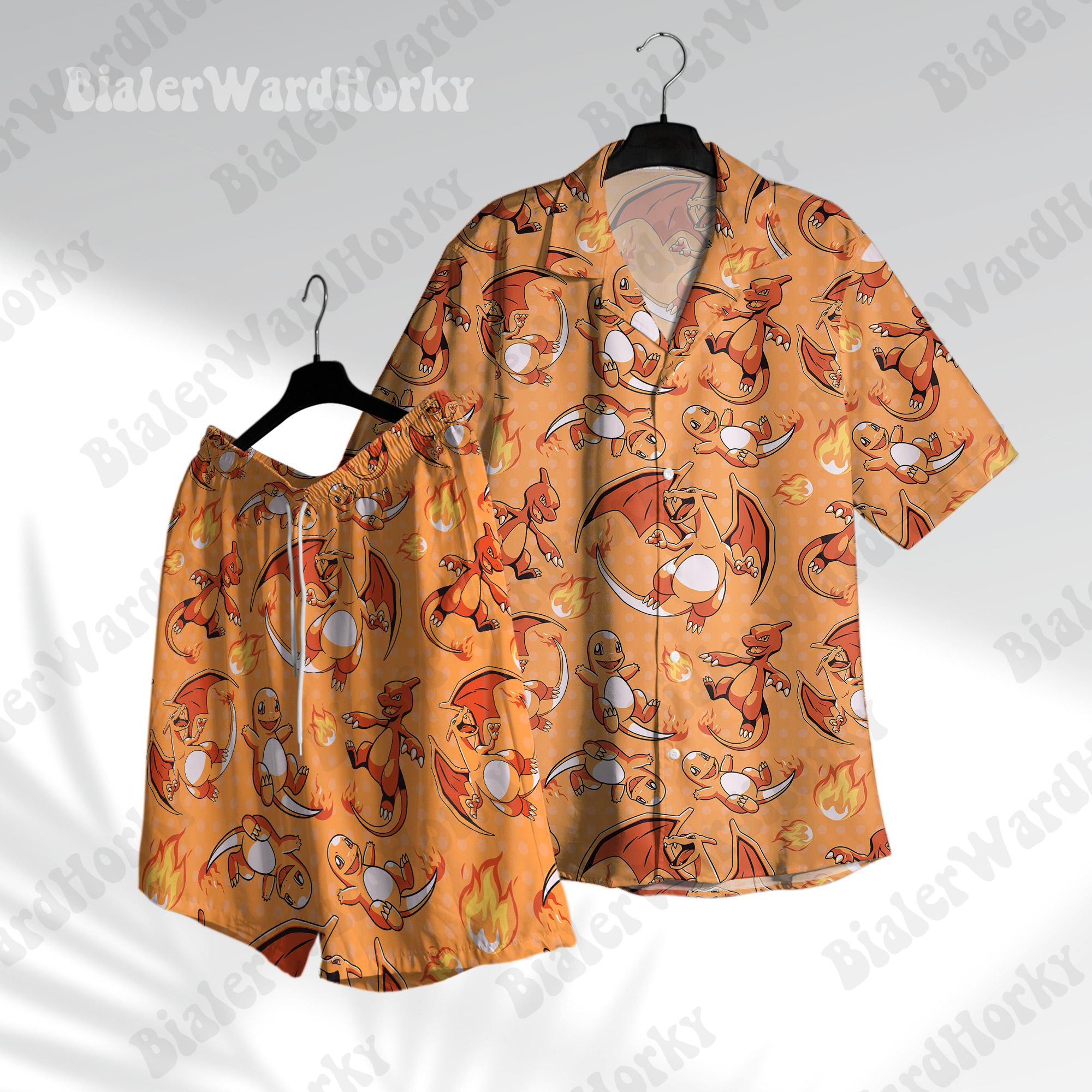 Anime Cosplay Pokemon - Camiseta hawaiana de Pokémon Charizard con
