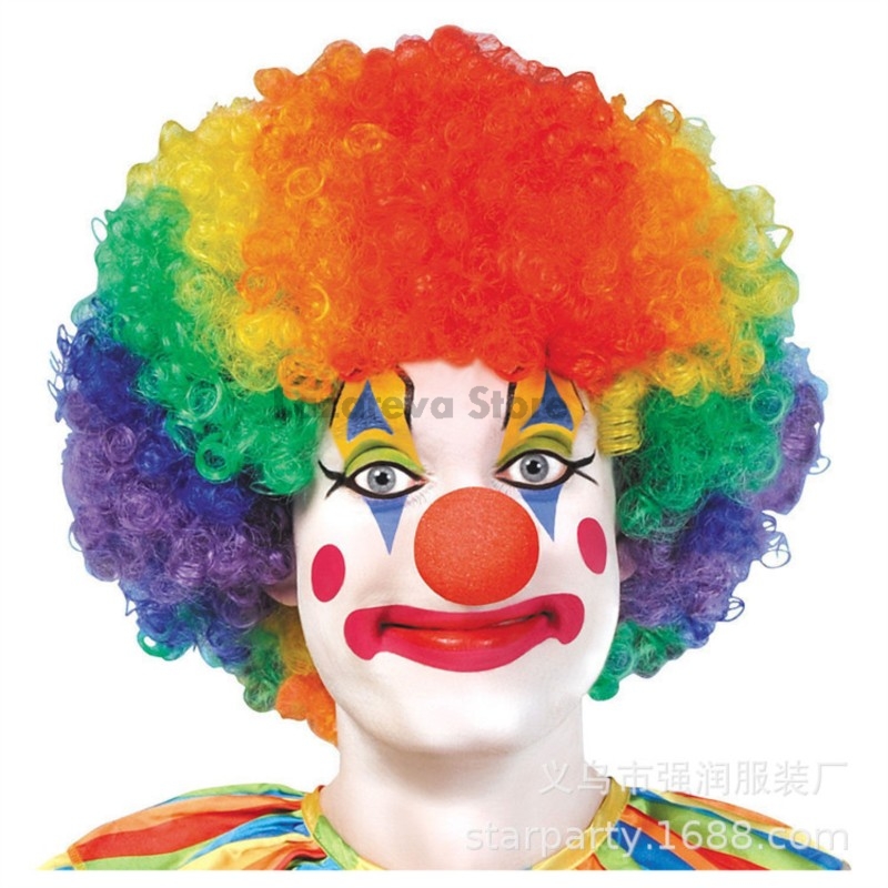 Anime Cosplay List - Peluca de Cabeza Completa Afro Multicolor
