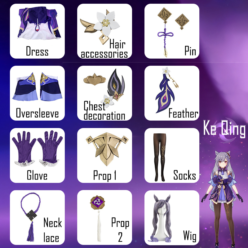 Disfraz de Cosplay de Keqing d - Anime Cosplay In Chinese reseña y precio