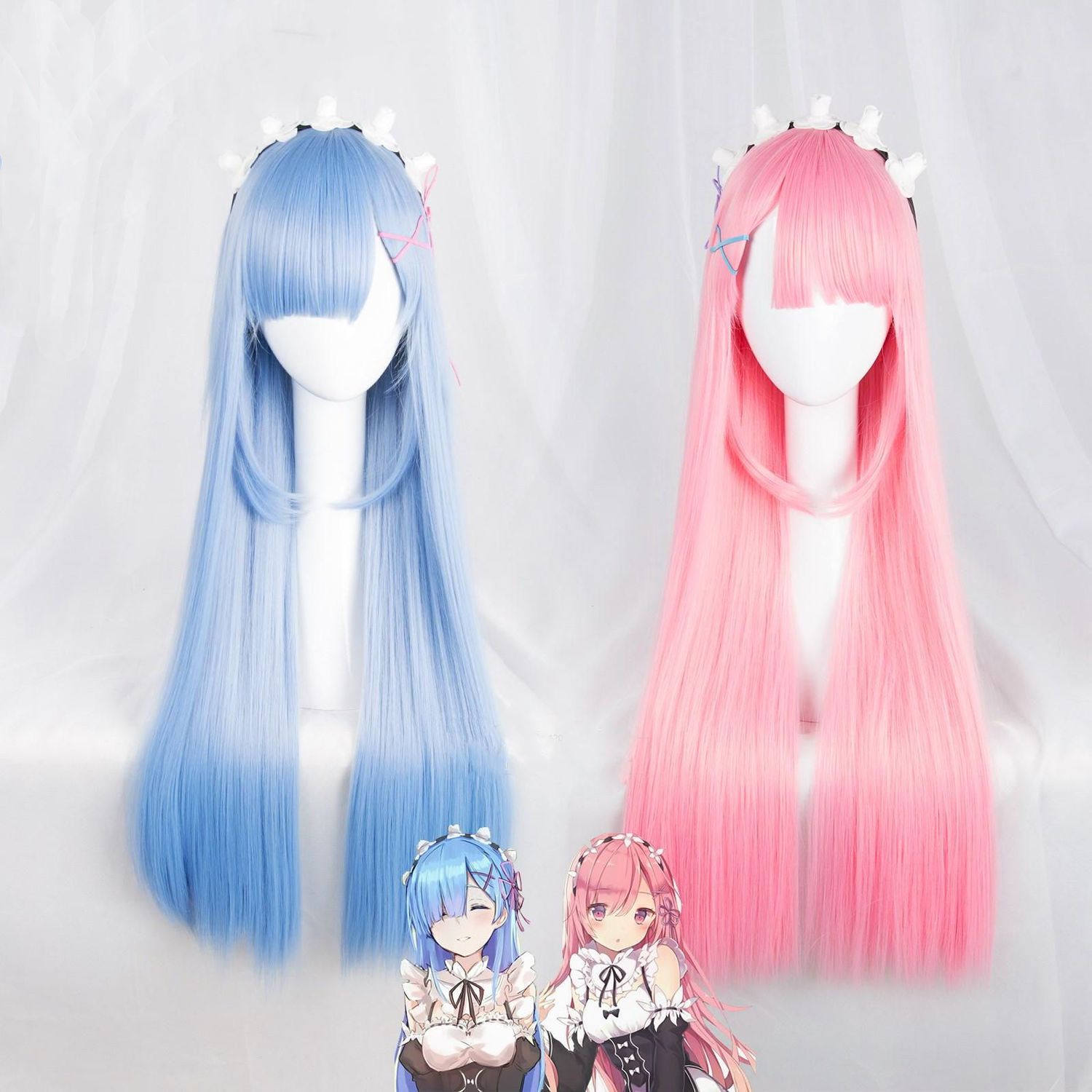 Peluca de cosplay Re Zero Ram  - Re Zero Rem Wig reseña y precio