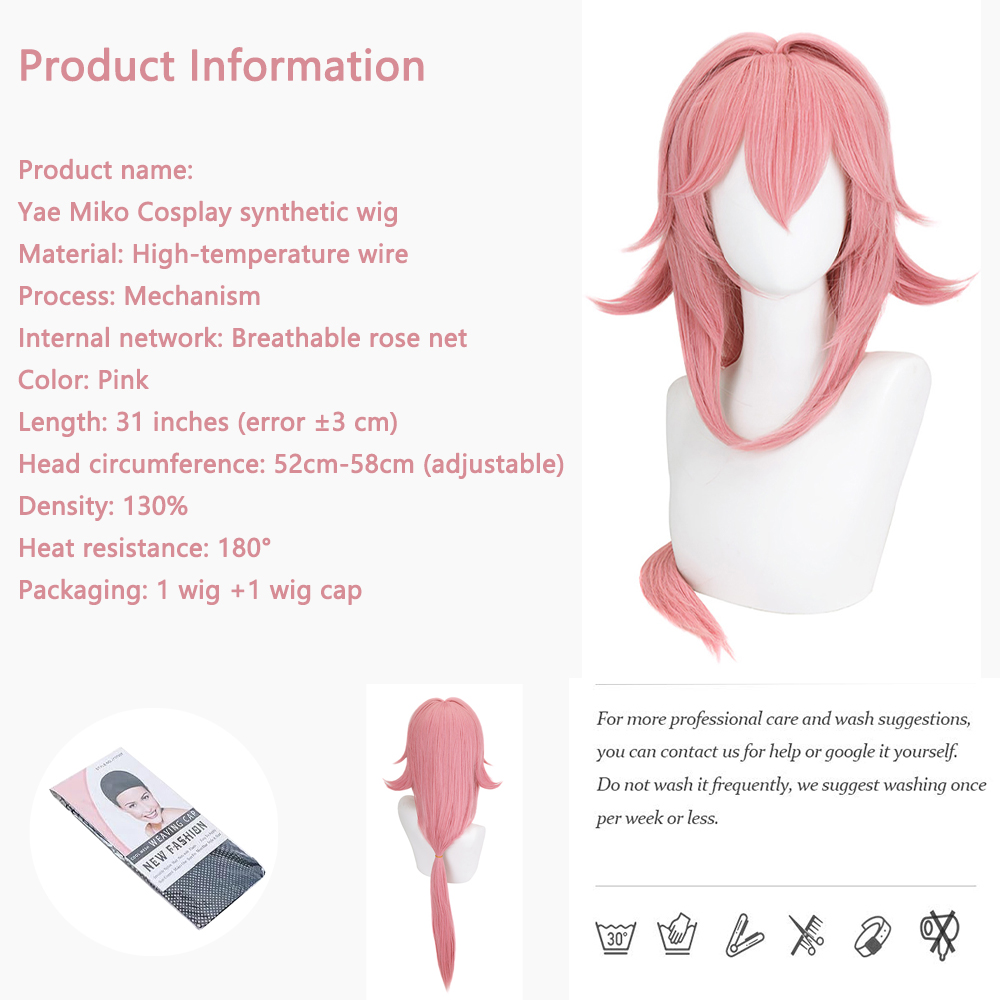 Peluca de Cosplay Yae Miko 1:1 - Cosplay Anime Yae Miko reseña y precio
