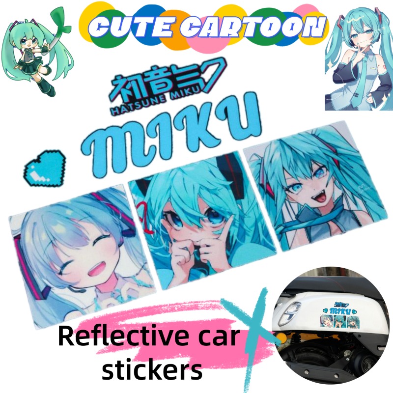Nuevas Pegatinas Reflectantes  - Anime Cosplay Miku reseña y precio